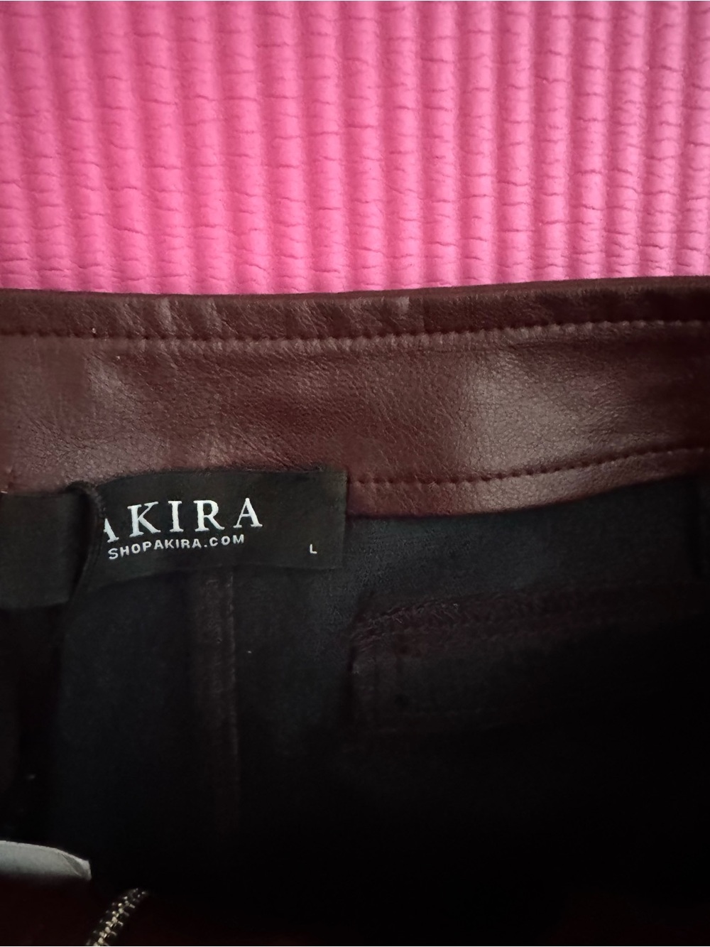 Akira Studded Wine brown / burgundy faux Leather Wide-Leg Pants - Picture 3 of 11